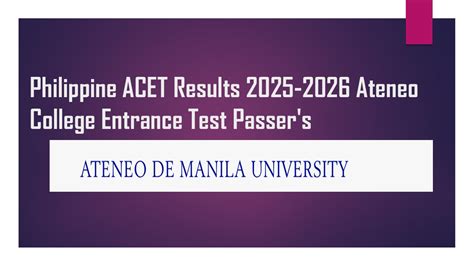 Ateneo College Entrance Exam ACET Results 2023.